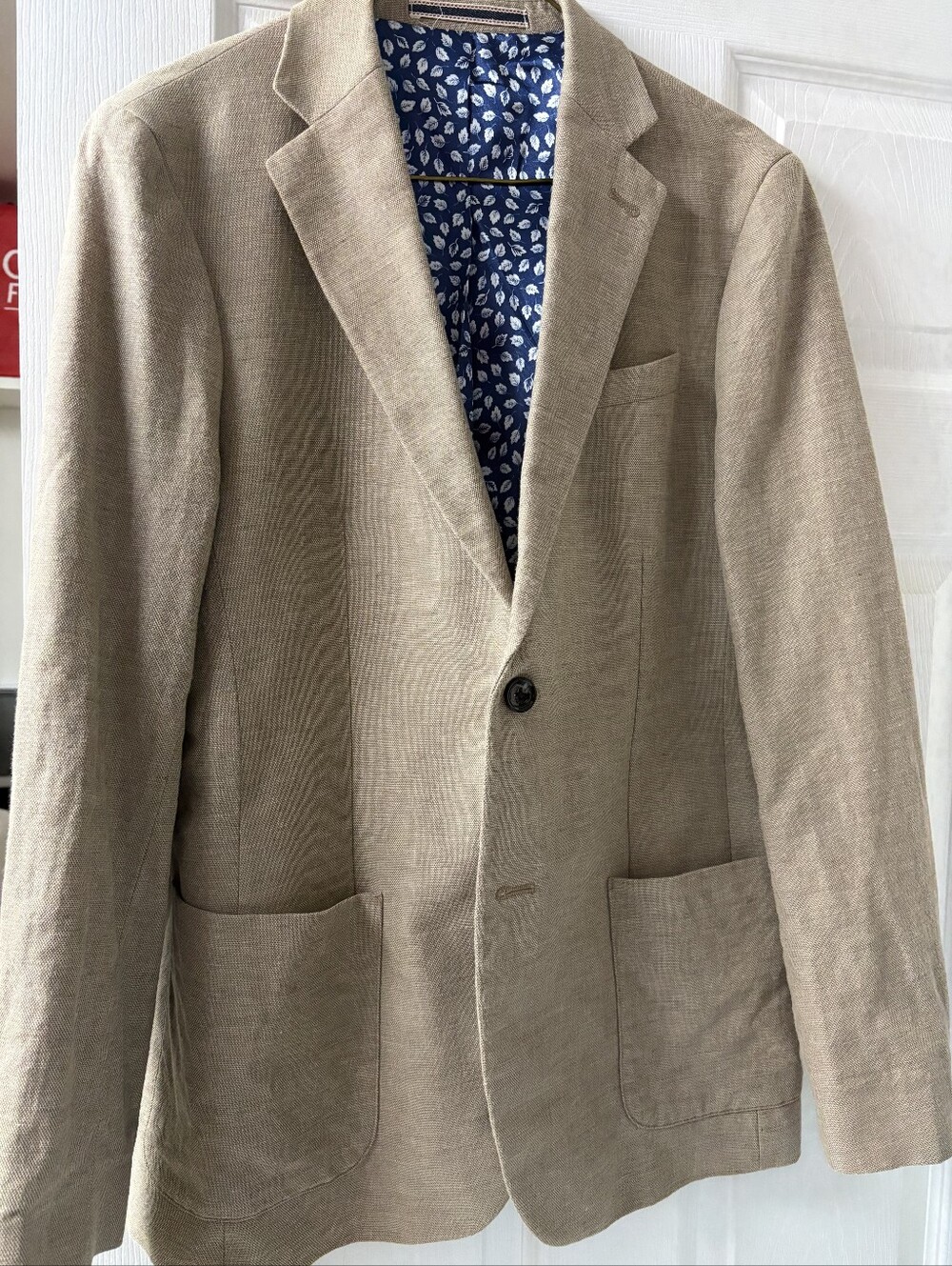 RW&CO. Beige Corduroy Sport Coat with Navy Floral Lining